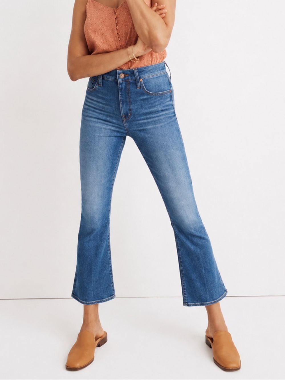 Madewell Cali Demi-Boot Jean Size 26 High Rise Cropped Mini Flare Stretch Denim